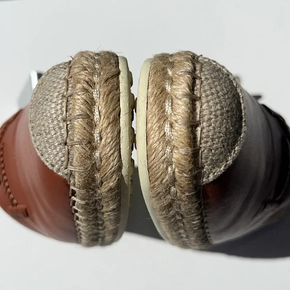 Tod’s Light Brown Leather Whipstitched Espadrilles